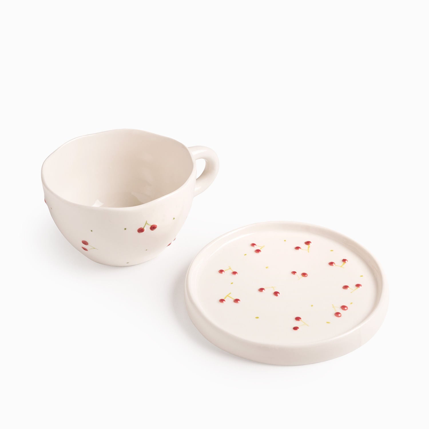 Pocillo y plato cereza 250ml - Ambiente Gourmet México