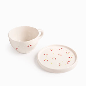 Pocillo y plato cereza 250ml - Ambiente Gourmet México