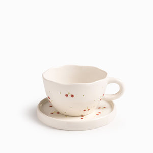 Pocillo y plato cereza 250ml