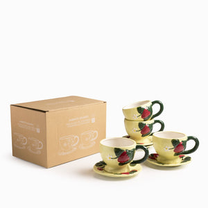 Pocillo y plato fresa 230ml set x4 - Ambiente Gourmet México