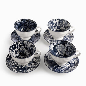 Pocillo y plato jardín índigo set x4 - Ambiente Gourmet México