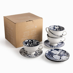 Pocillo y plato jardín índigo set x4 - Ambiente Gourmet México