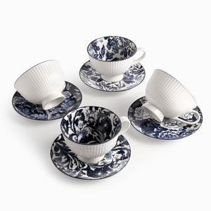 Pocillo y plato jardín índigo set x4 - Ambiente Gourmet México