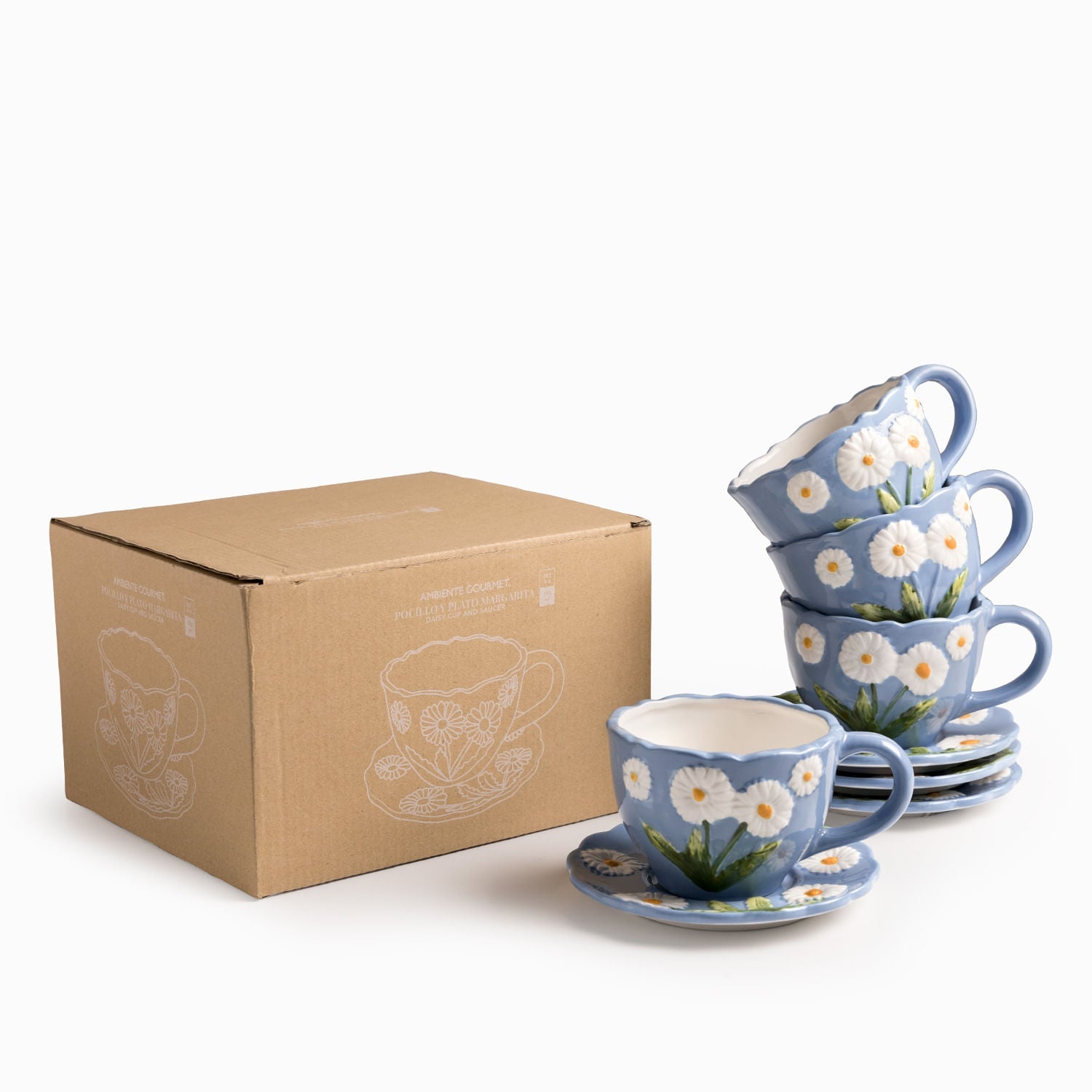 Pocillo y plato margarita 350ml set x4 - Ambiente Gourmet México