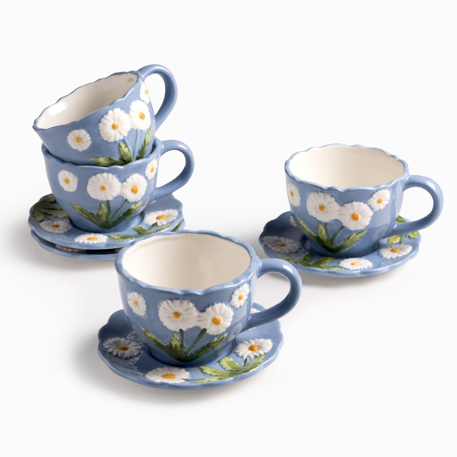 Pocillo y plato margarita 350ml set x4 - Ambiente Gourmet México