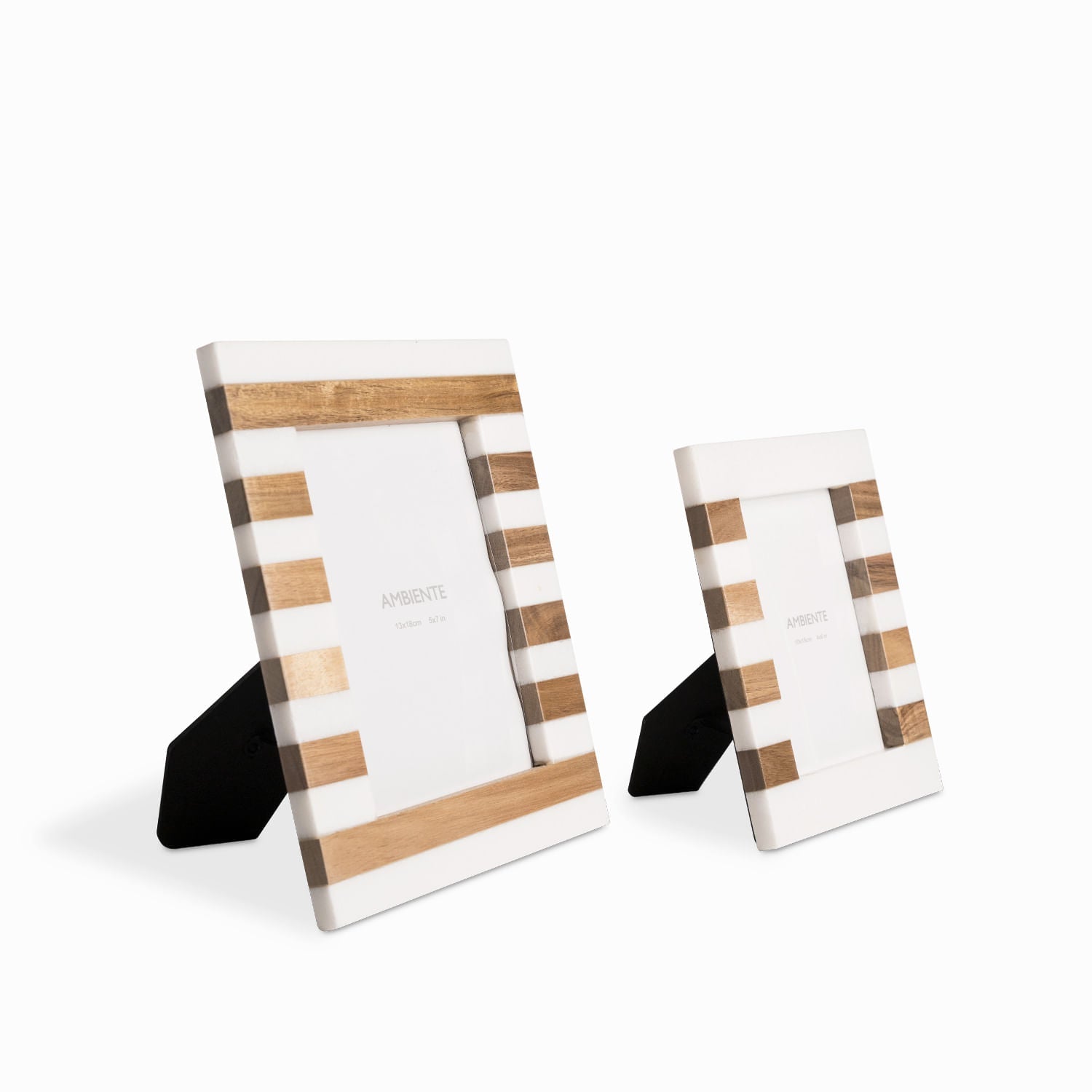 Portarretratos Rayas Marmol Y Madera 26Cm - Ambiente Gourmet México