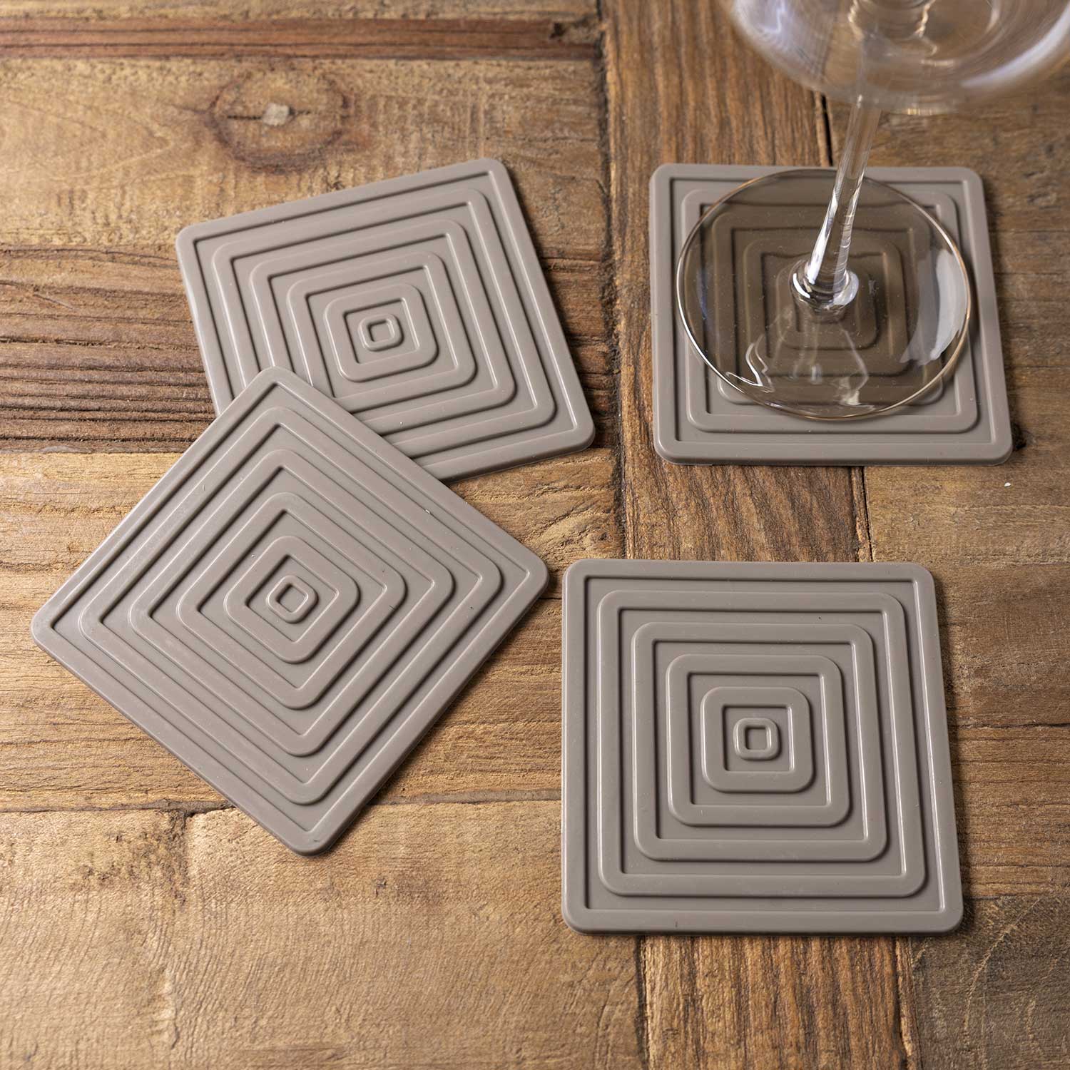 Portavasos Cuadro Silicona Gris - Ambiente Gourmet México