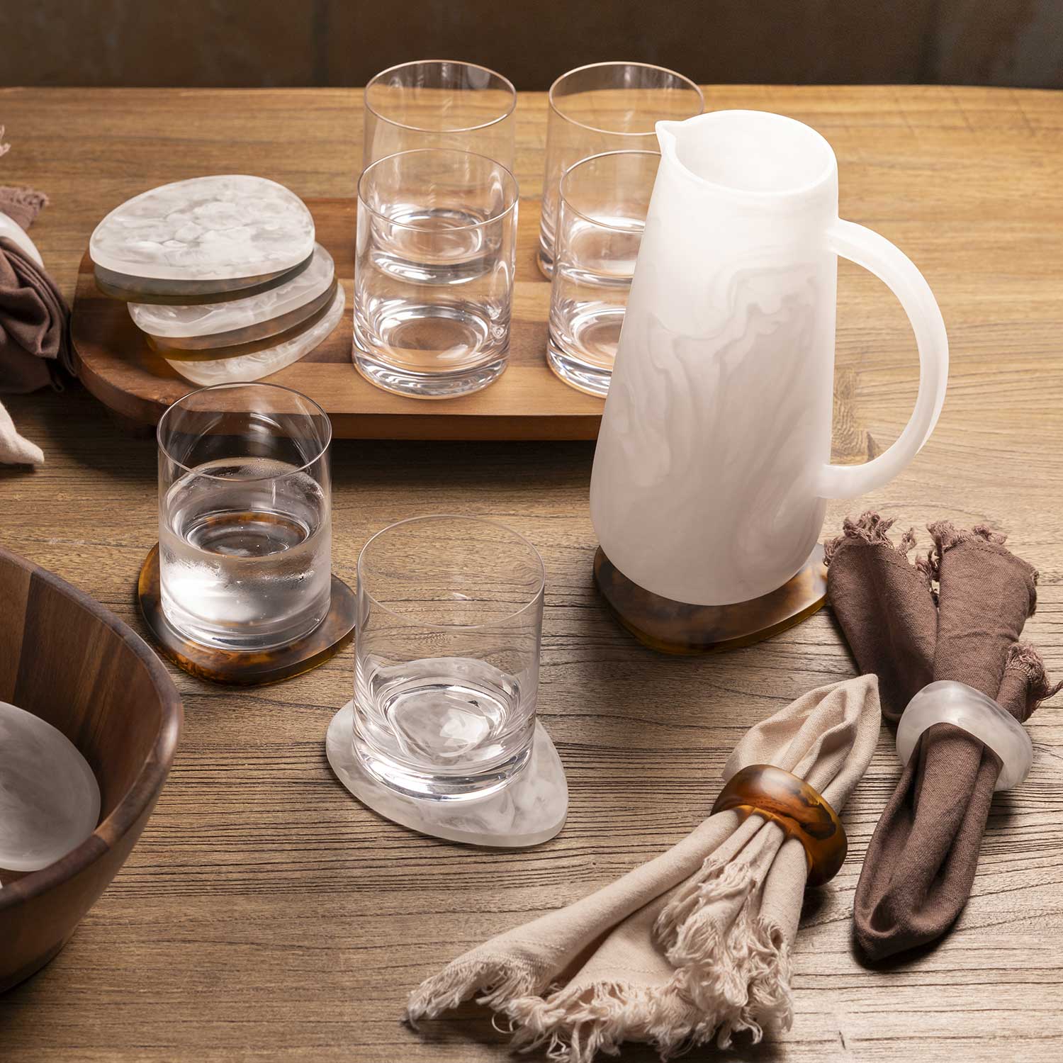 Portavasos en resina blanca set x4 - Ambiente Gourmet México