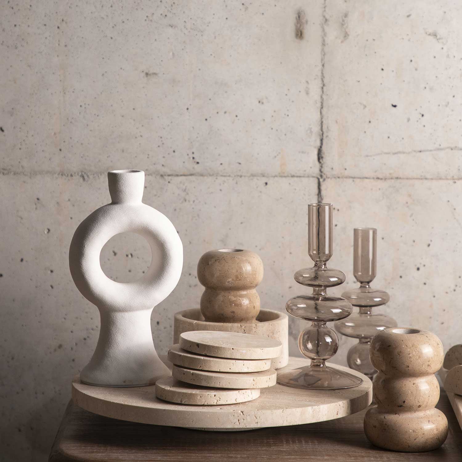 Portavasos travertino set x4
