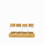 Rack especias alto base madera set x5
