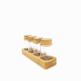 Rack especias alto base madera set x5