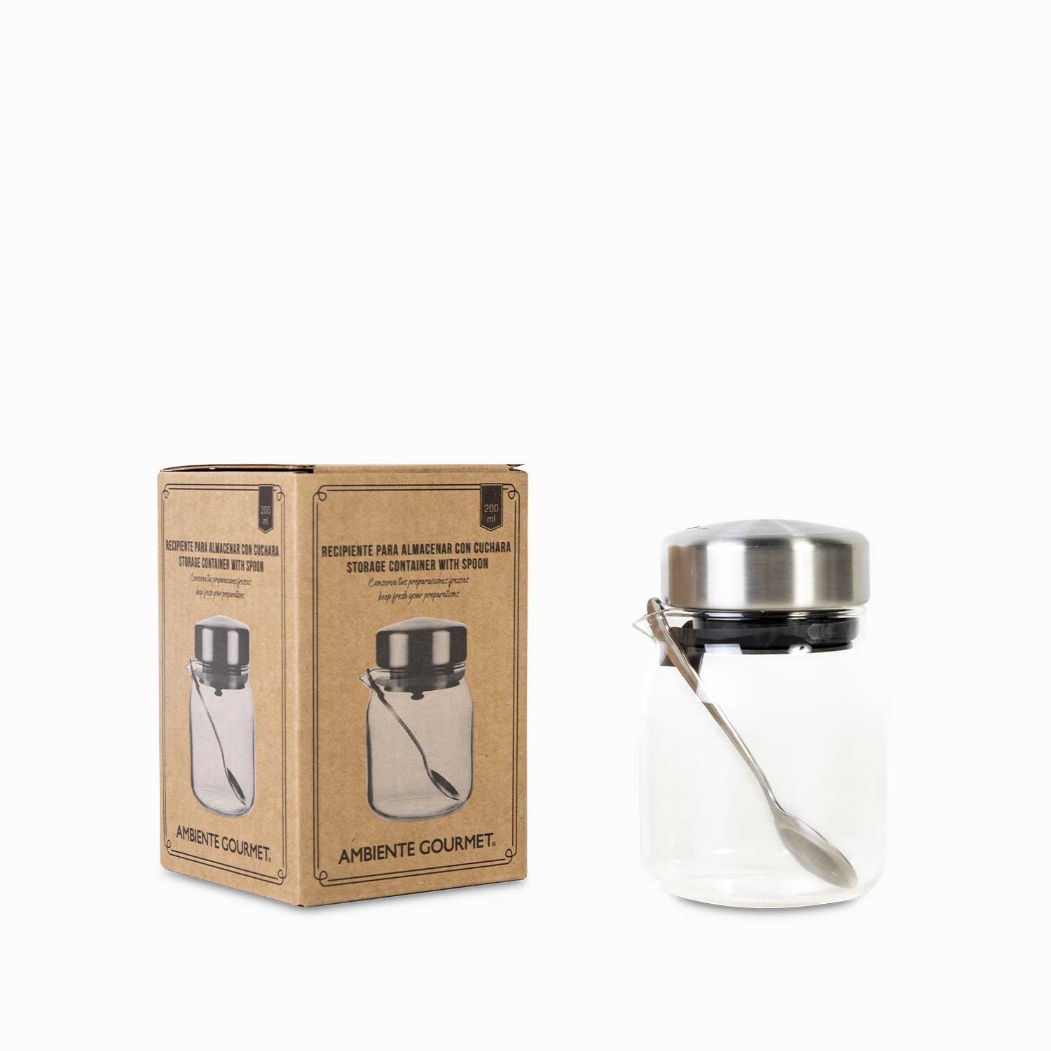 Recipiente para almacenar con cuchara 200ml