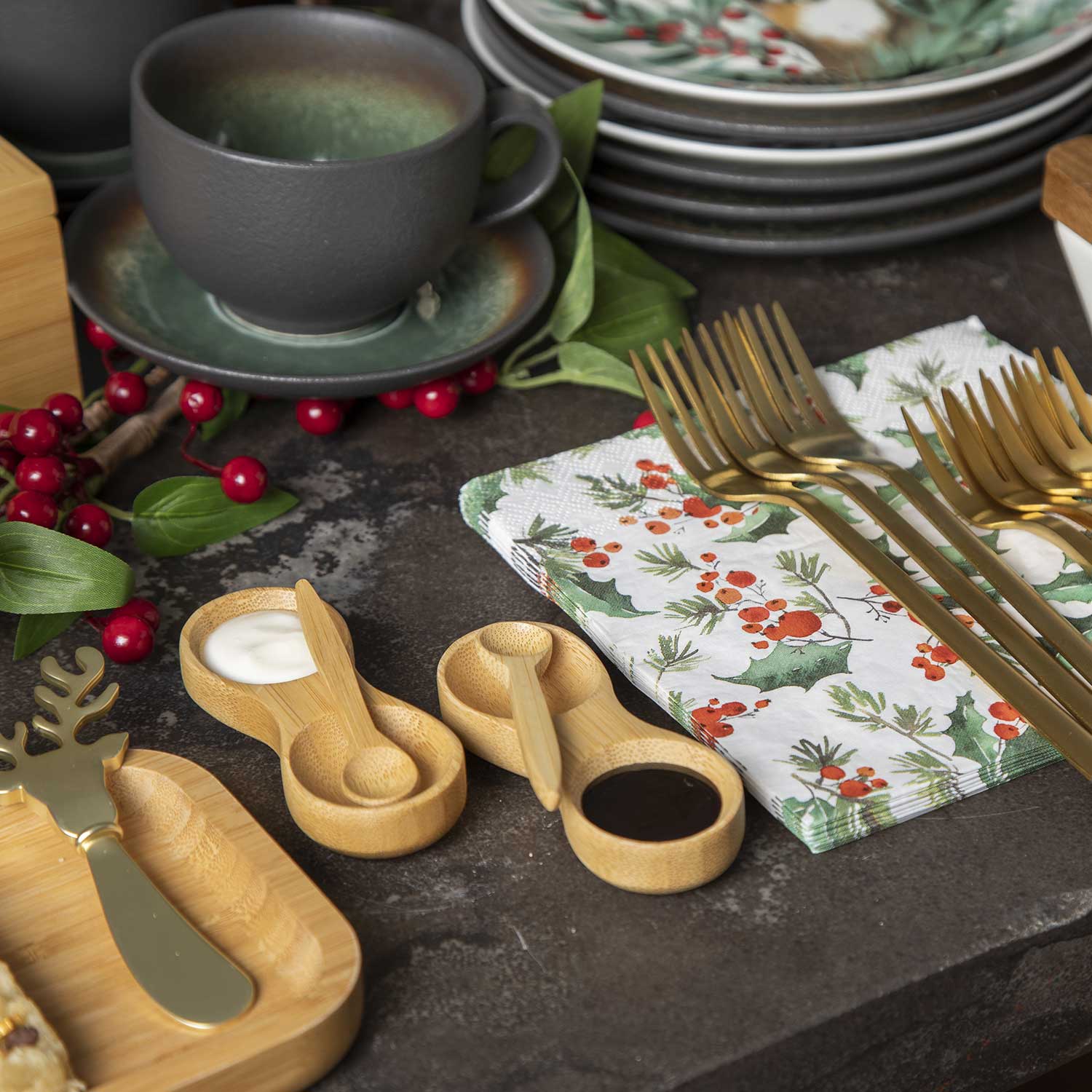 Salsero con cuchara en bambu - Ambiente Gourmet México