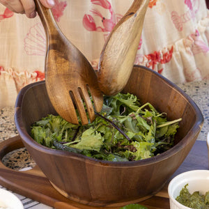 Servidoras ensalada oval en acacia - Ambiente Gourmet México