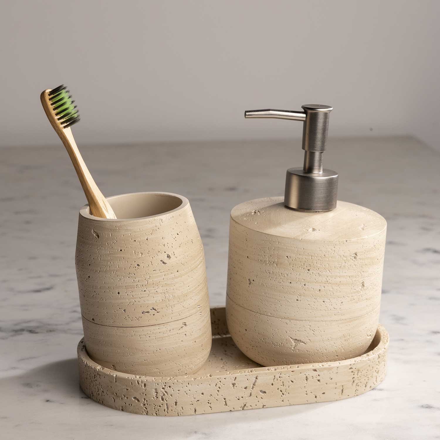 Set Bano Piedra Beige - Ambiente Gourmet México