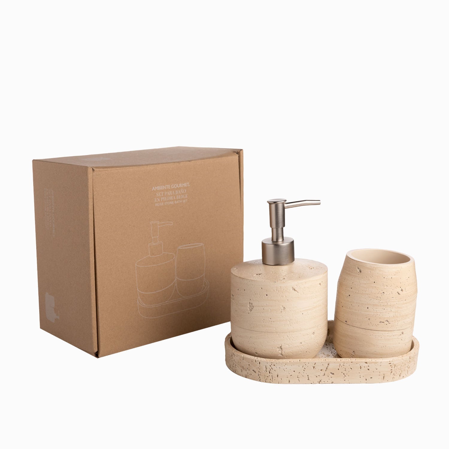 Set Bano Piedra Beige - Ambiente Gourmet México