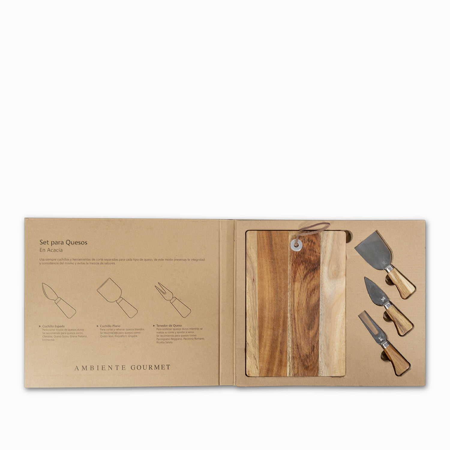 Set para quesos en acacia x4