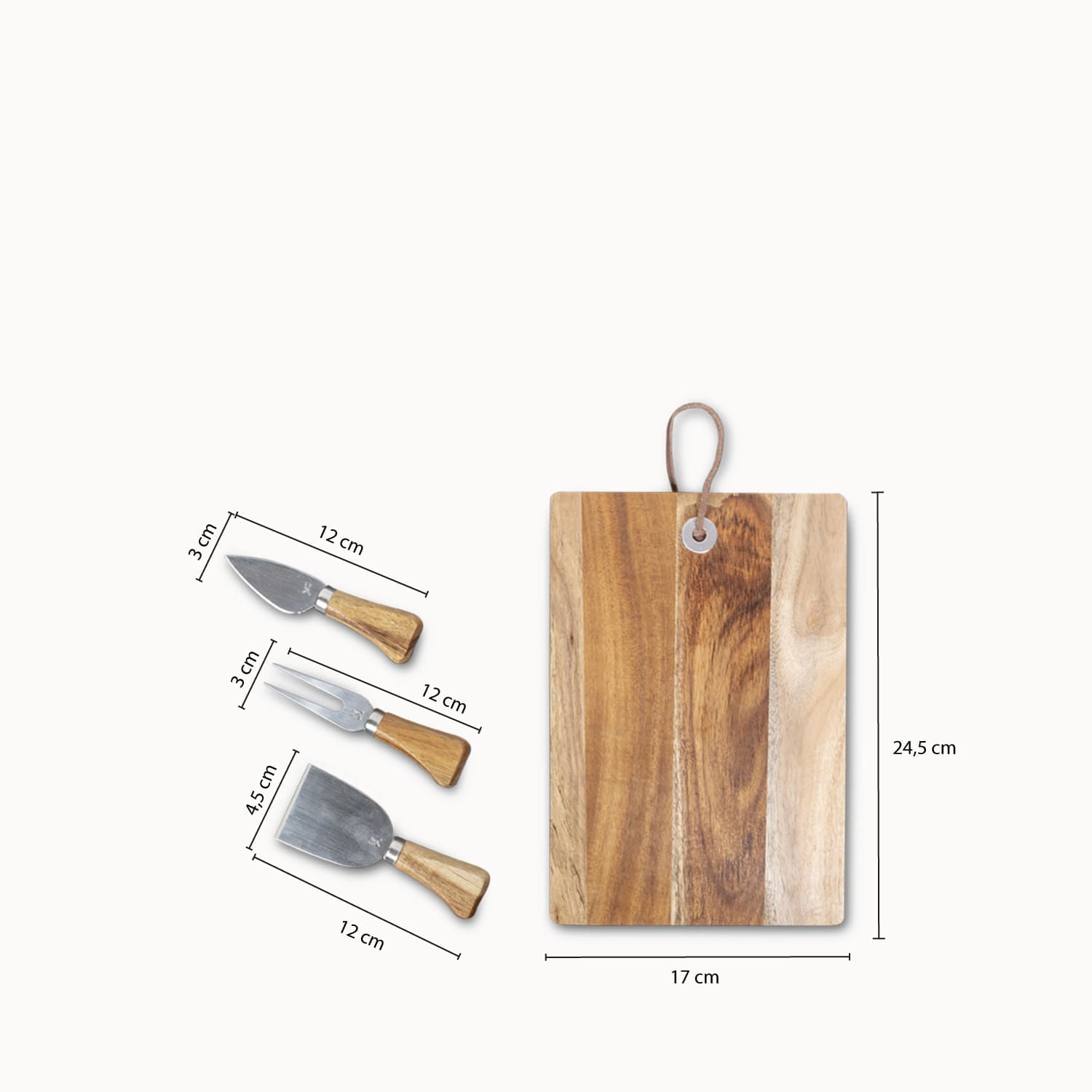 Set para quesos en acacia x4 - Ambiente Gourmet México