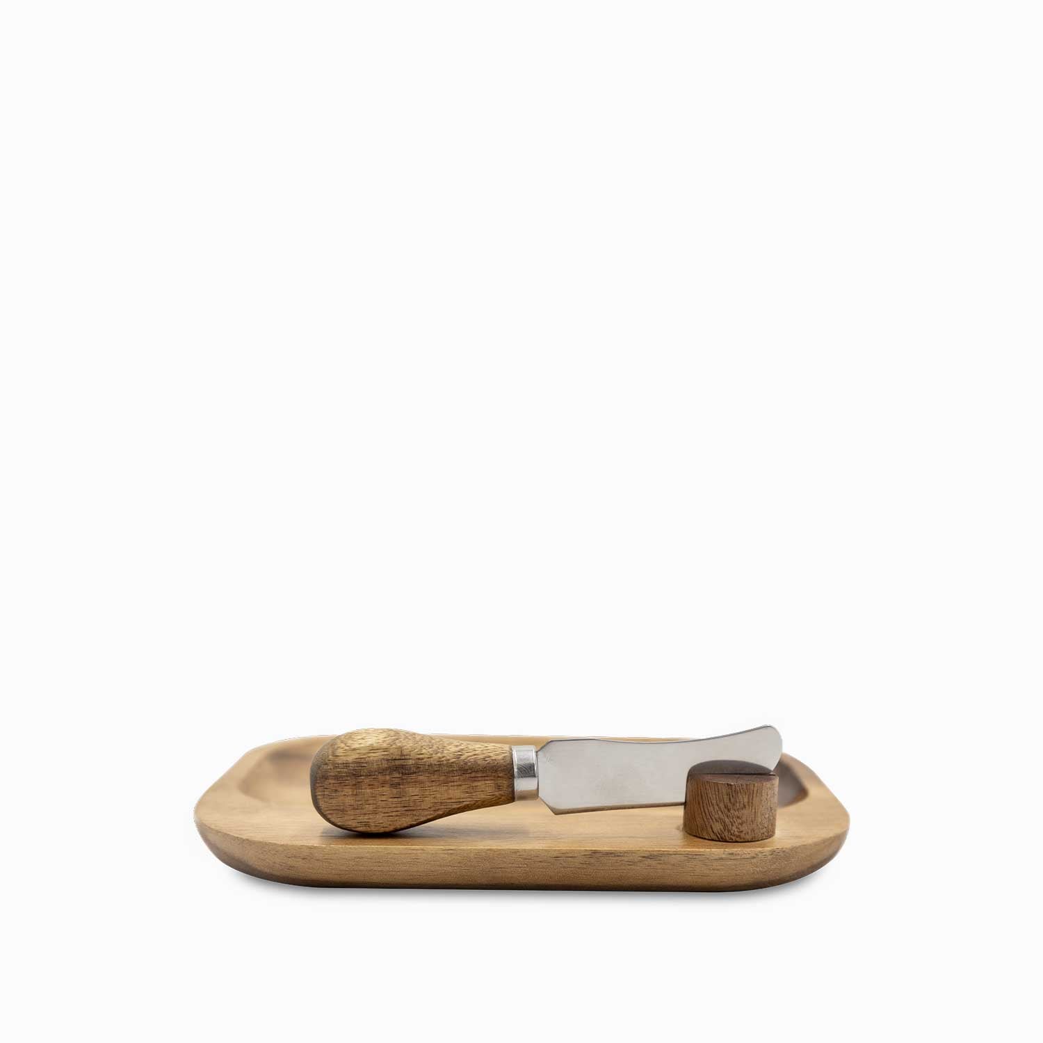 Tabla y cuchillo para quesos en acacia