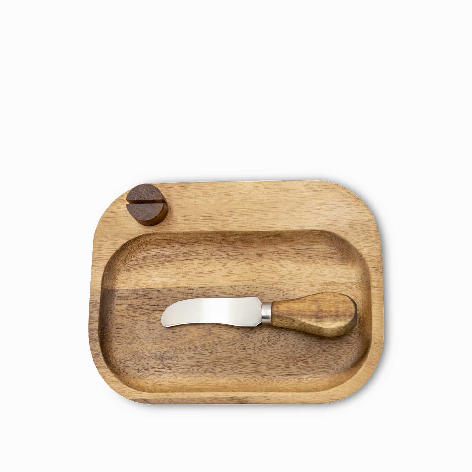Tabla y cuchillo para quesos en acacia