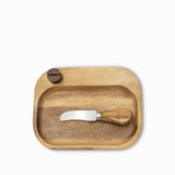 Tabla y cuchillo para quesos en acacia