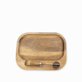 Tabla y cuchillo para quesos en acacia