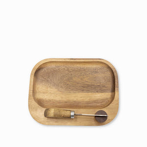 Tabla y cuchillo para quesos en acacia - Ambiente Gourmet México