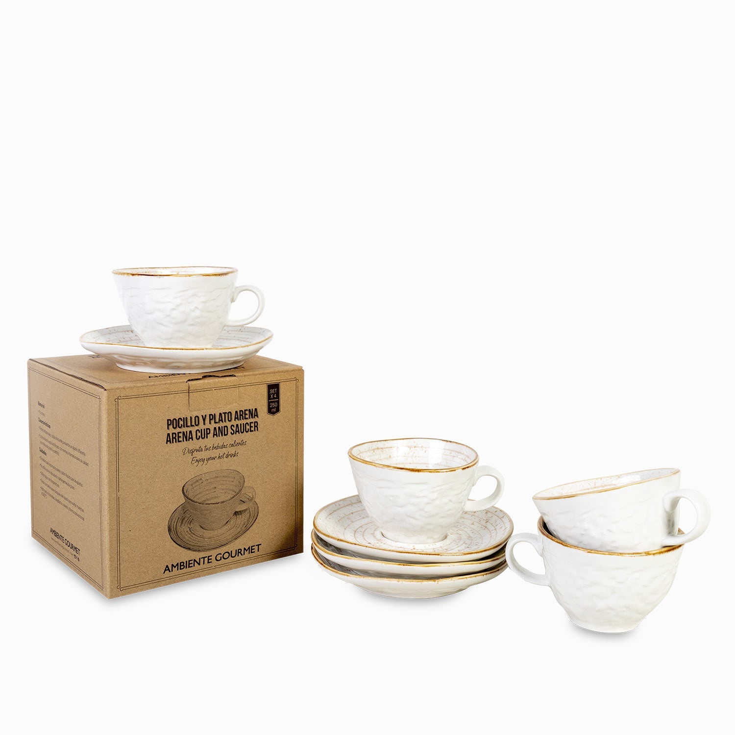 Taza y plato arena setx4