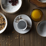 Taza y plato gayra blanco 200ml setx4