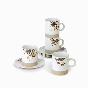 Taza y plato gayra blanco 200ml setx4 - Ambiente Gourmet México