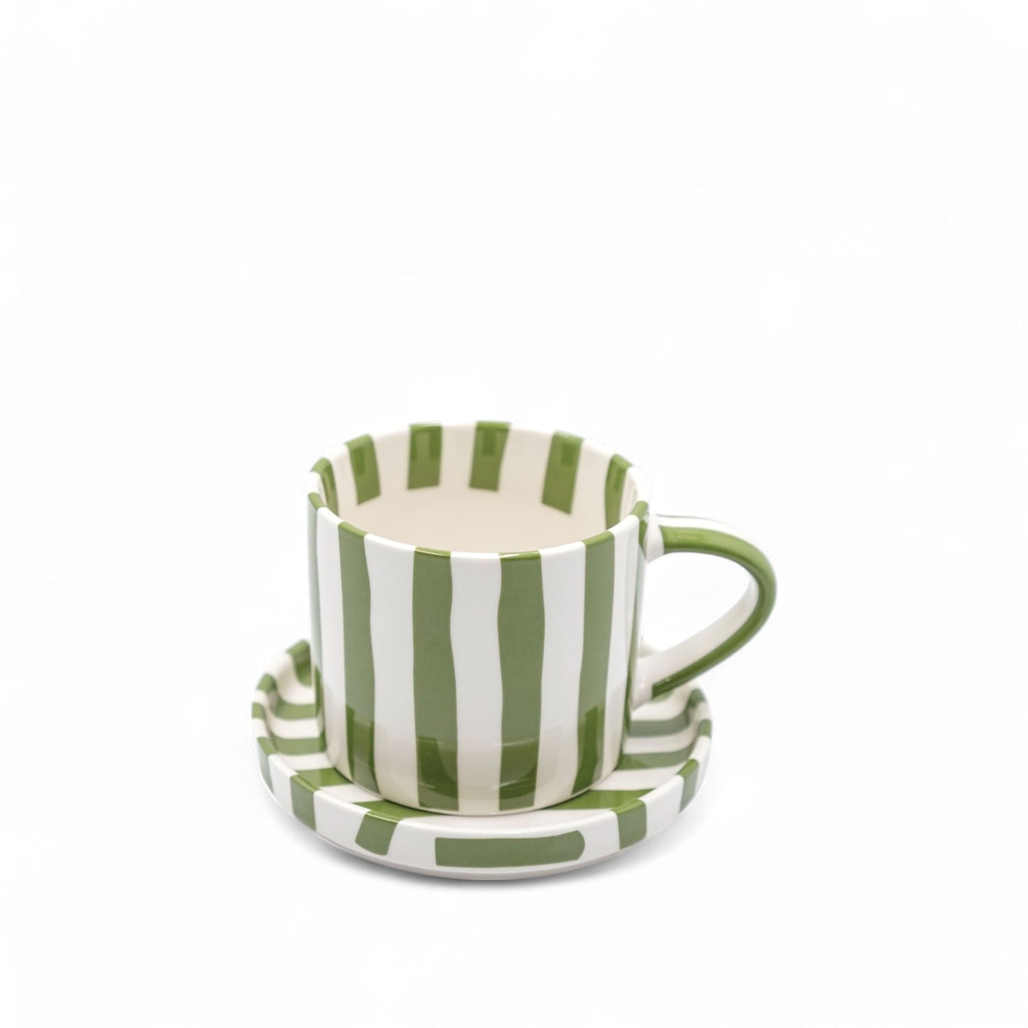 Taza y plato líneas verde - Ambiente Gourmet México