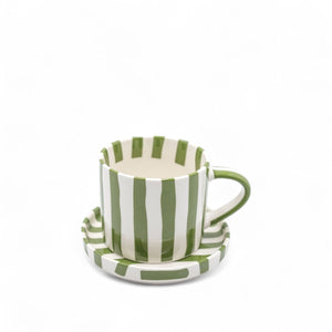 Taza y plato líneas verde - Ambiente Gourmet México