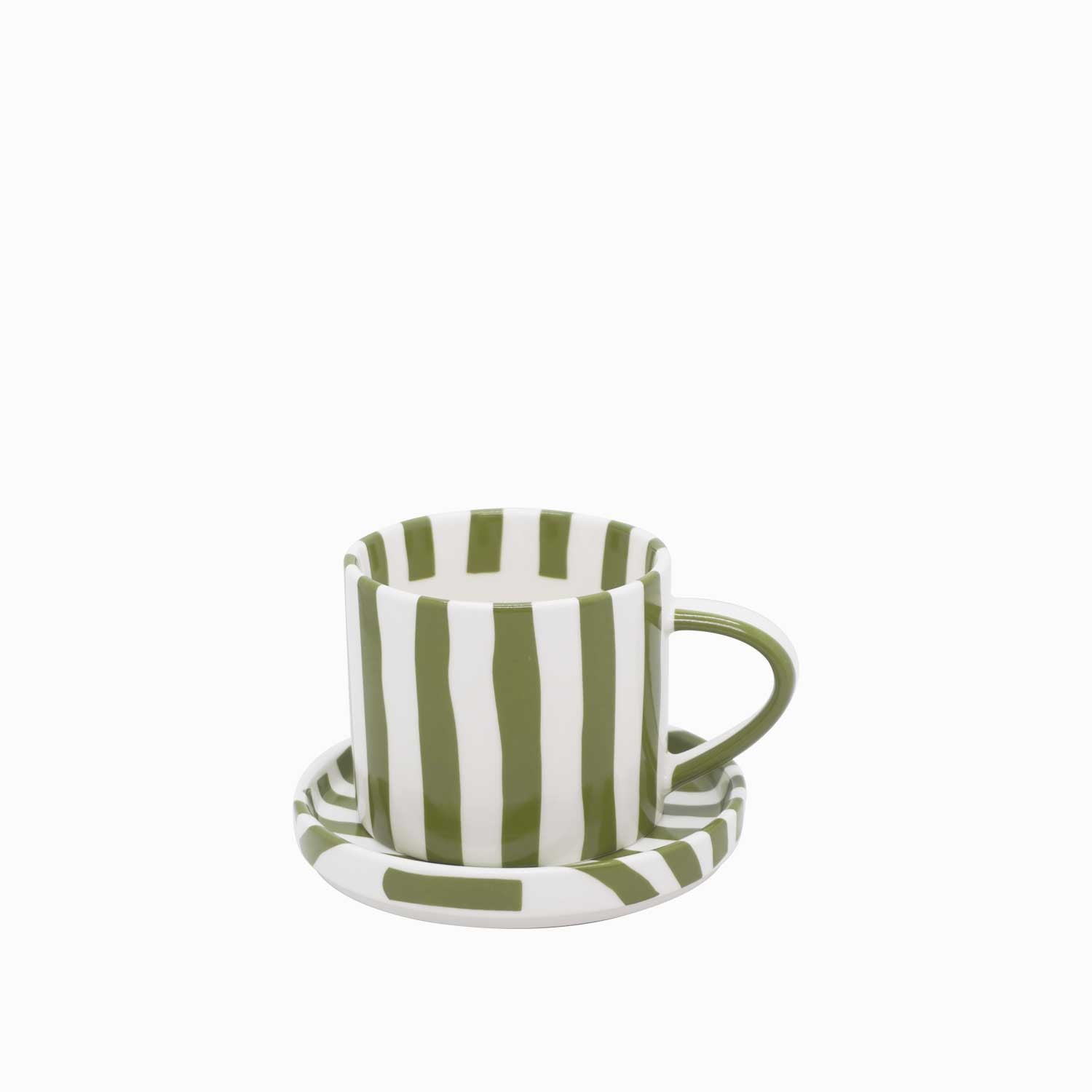 Taza y plato líneas verde - Ambiente Gourmet México