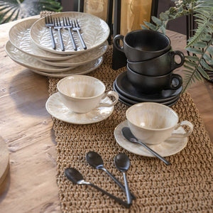 Taza y plato negro mate 260 ml setx4 - Ambiente Gourmet México