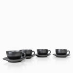 Taza y plato negro mate 260 ml setx4