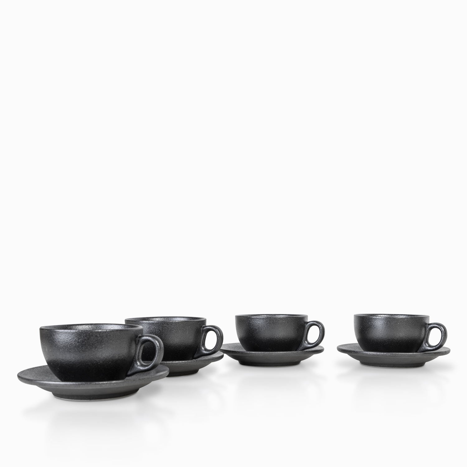 Taza y plato negro mate 260 ml setx4