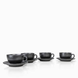 Taza y plato negro mate 260 ml setx4
