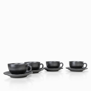 Taza y plato negro mate 260 ml setx4 - Ambiente Gourmet México