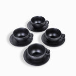 Taza y plato negro mate 260 ml setx4