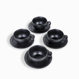 Taza y plato negro mate 260 ml setx4