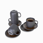 Taza y plato pietra 350 ml setx4