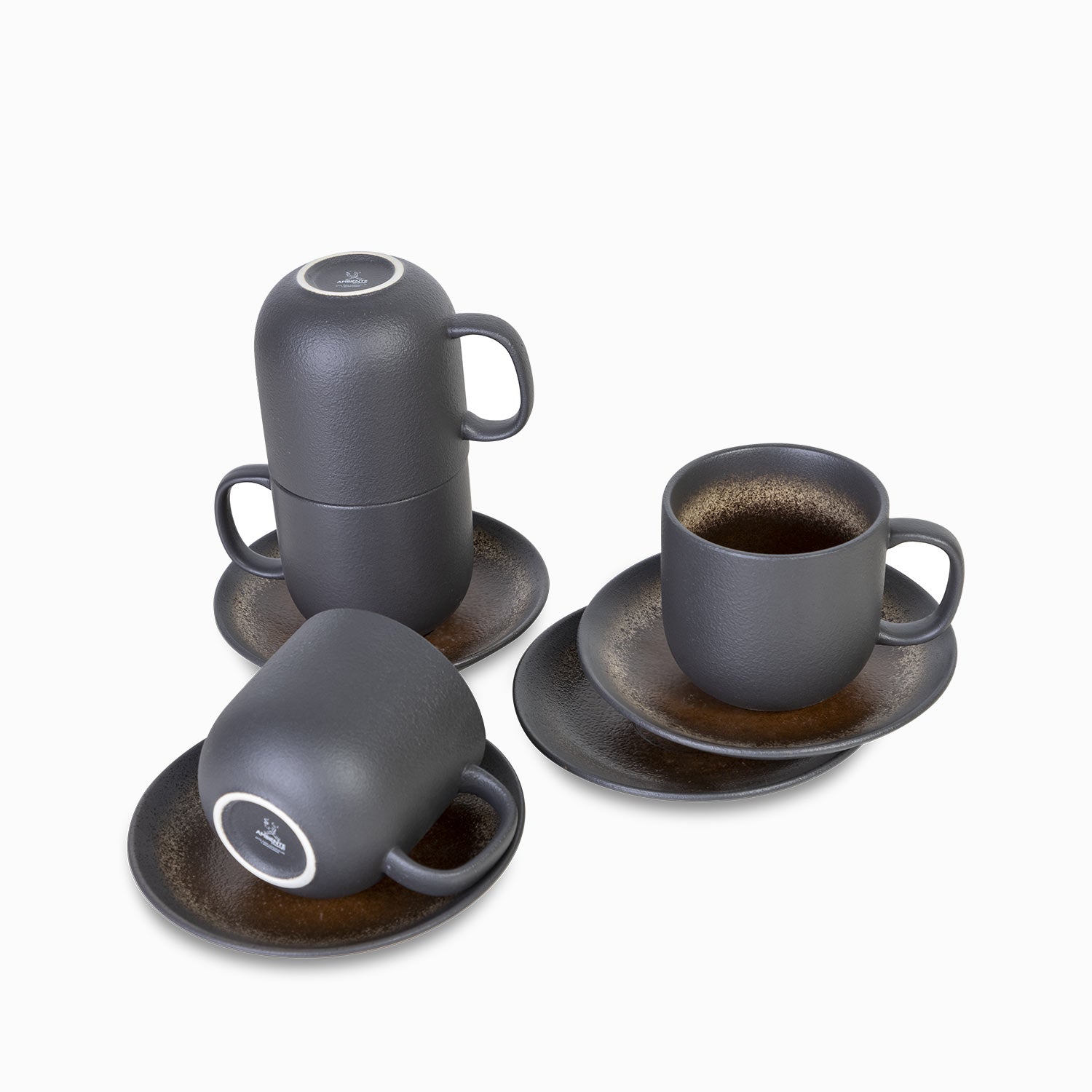 Taza y plato pietra 350 ml setx4