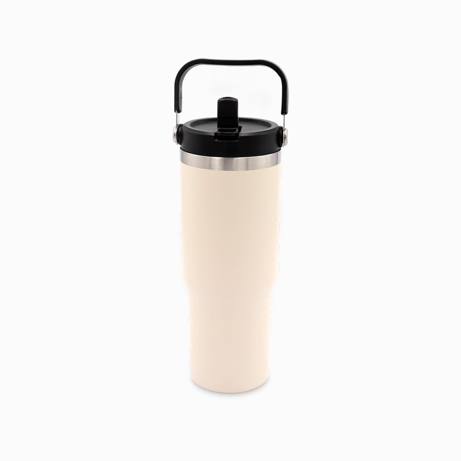 Termo con pitillo y manija beige 890ml - Ambiente Gourmet México