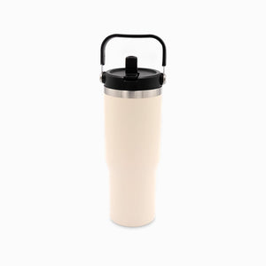 Termo con pitillo y manija beige 890ml - Ambiente Gourmet México