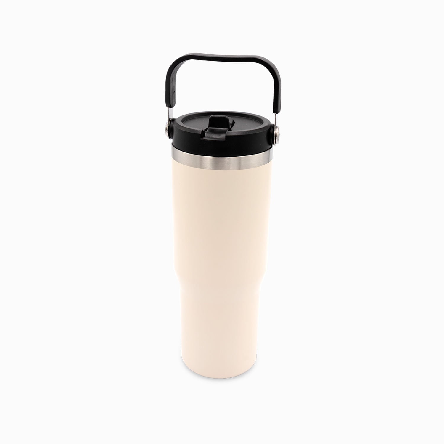 Termo con pitillo y manija beige 890ml - Ambiente Gourmet México