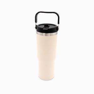 Termo con pitillo y manija beige 890ml - Ambiente Gourmet México