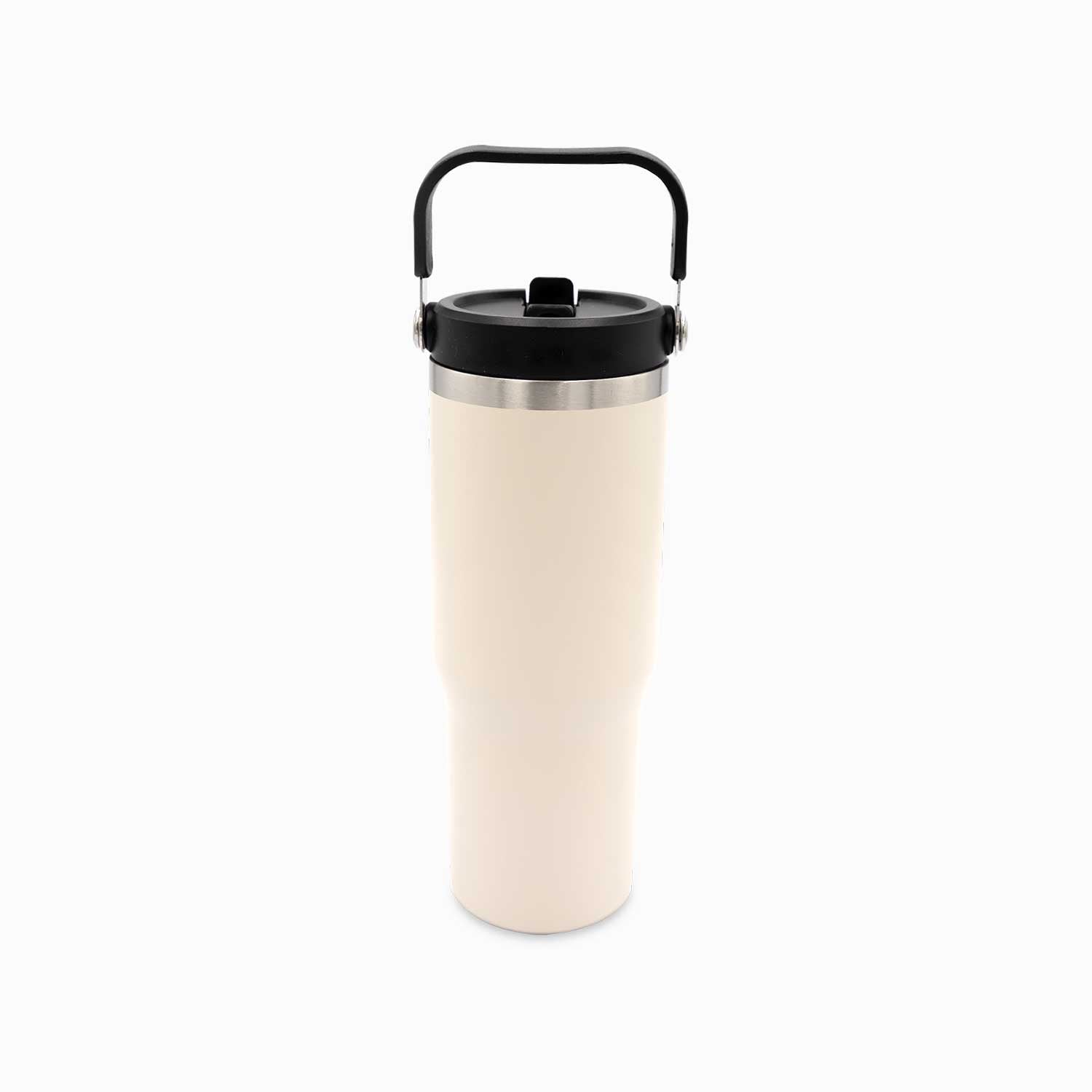 Termo con pitillo y manija beige 890ml