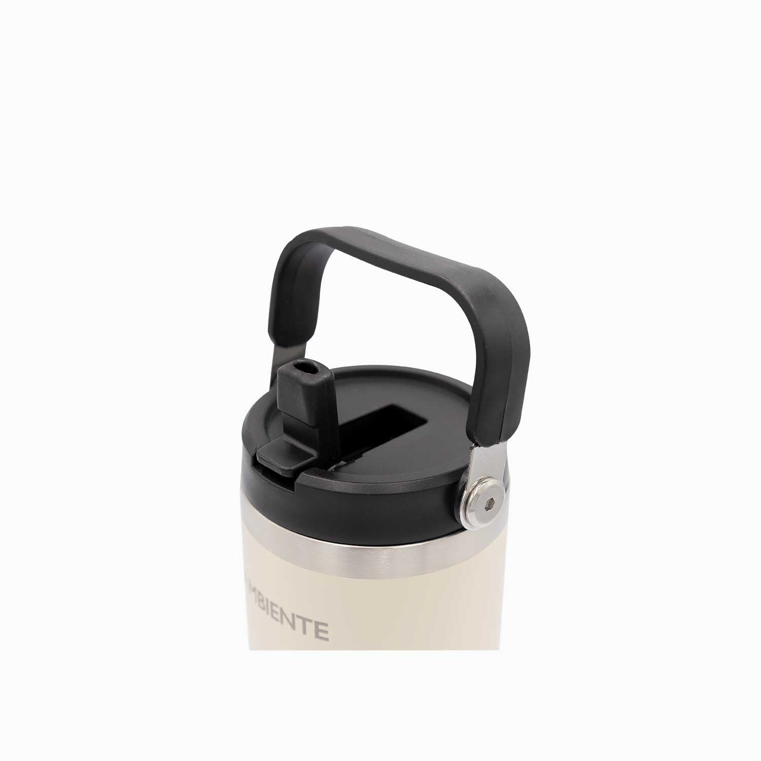 Termo con pitillo y manija beige 890ml