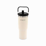 Termo con pitillo y manija beige 890ml