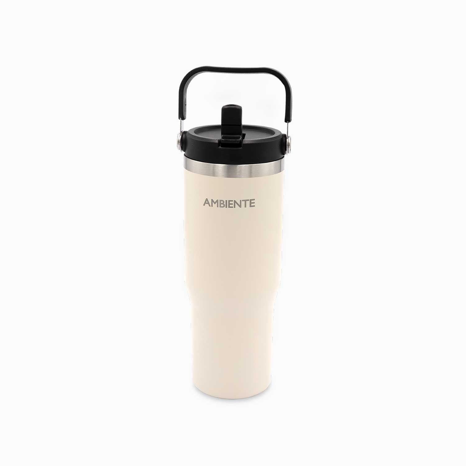 Termo con pitillo y manija beige 890ml